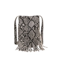 Fashionable snake print crossbody bag with fringe tassel detail and long shoulder strap - Gray