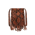 Crossbody bag with snakeskin pattern and long fringe tassels in a bohemian style - Orange