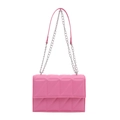 Pink geometric quilted crossbody bag with silver chain strap and modern texture - Pink