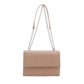 Borsa a tracolla rosa trapuntata con motivo geometrico e catena in metallo argento - Cachi