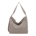 Minimalist striped canvas tote bag with large capacity and soft hobo shoulder strap - Blue