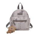 Chinese style ink butterfly printed backpack with plush pendant for daily commute - With Pendant / Gray