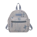 Mini mochila de moda en azul claro y blanco con estampados de mariposas y caligrafía - Tipo estándar / Azul