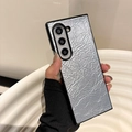 Detail of silver crinkled texture phone case with black frame for Samsung Galaxy S24 Ultra - Silver / Samsung ZFlip3