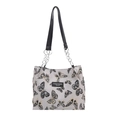 Summer casual single shoulder bag featuring vintage butterfly prints and chain straps - Black