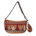 Ethno-Webtasche mit orangefarbenen Quasten und passendem rundem Münzfach dazu - Schultertaschen-Set / Orange