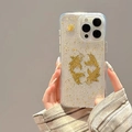 iPhone-hoesje met gouden koi-vissen en bladgoud in luxe 3D-reliëf op transparant - Gouden Schildpad & Gelukskarpers Stijl / iPhone 7/8/SE 2020
