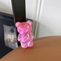 Macro view showing the glossy marble texture of the pink gummy bear phone grip - Water Ripple Bear (Translucent Pink)