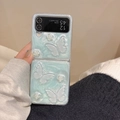 Blue glitter glitter resin case for Samsung Z Flip series with 3D butterfly and floral design - Compatible with Samsung Z Flip 3 / Resin Rose Polka Dot Butterfly - Blue Glitter