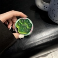 Detail of a gradient green cat paw phone grip featuring translucent resin and heart relief - Blue Light Matte Magnetic Cat Claw / Dazzling Green