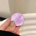 Minimalist purple glitter phone grip with silver foil texture and transparent edges - Rose Red