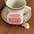 Pink glitter AirPods Pro case with shell pendant and pearl gold chain detail - Red / AirPods 1/2 Gen