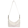 Borsa sottobraccio minimalista in pelle verniciata bianco crema con tracolla regolabile - Bianco