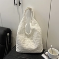 White lace embroidered canvas tote bag with floral patterns in a retro French style - White
