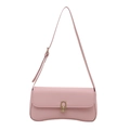 Pink minimalist underarm shoulder bag with golden lock and adjustable strap on white background - Pink