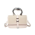 Fashion cream leather and woven crossbody bag with unique silver metallic handle - Off White