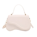Chic off-white square handbag with wavy flap design and gold hardware accessories - White
