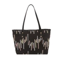 Borsa tote nera minimalista con ricamo a onde colorate e sottili spalline lunghe - Nero