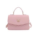 Roze gewatteerde crossbodytas met vlindersluiting en handvat in een minimalistische stijl - Roze