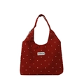 Minimalistische rode canvas tas met witte bloemenpatronen en Creative Cat patch erop - Rood