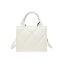 Borsa tote bianca trapuntata minimalista in pelle PU con tracolla regolabile - Bianco
