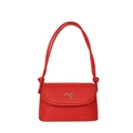 Red textured mini crossbody bag with a silver metallic bow and stylish knot strap - Red
