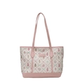 Sac tote à imprimé dessin animé avec garniture en cuir rose et grande capacité pour cours - Rose