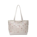 Sac fourre-tout crème mignon avec imprimés ours et lapin pastel et bandoulières - Blanc