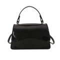 Piccola borsa a tracolla trapezoidale in pelle verniciata nera con manico superiore - Nero