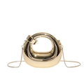 Mini bolso de media luna con cadena dorada efecto espejo y asa metálica mujer - Dorado