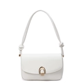 Vintage white leather underarm bag with gold U-shaped clasp and knotted strap detail - Off-white