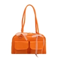 Sac bandoulière orange vif avec des nœuds en dentelle blanche et doubles poches - Orange