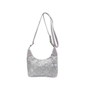 Bolso de hombro media luna lavanda con bordado floral y detalle de borla de cuentas - Morado