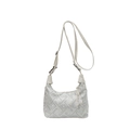 Bolso hobo de estilo étnico con patrones bordados y detalles florales para mujer - Blanco