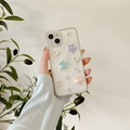 Coque texturée à vagues avec étoiles 3D et strass pour iPhone 17 Pro Max - Étoiles Nacrées (Blanc Perle) / iPhone 15 Pro Max