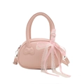 Petit sac à main rose en cuir PU mat avec nœud papillon et ruban en dentelle chic - Avec Pendentif / Rose