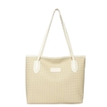 Minimalistische beige gewebte Totebag mit schmalen Schultergurten und feiner Textur - Gebrochenes Weiß
