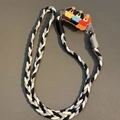 Detail of tricolor braided crossbody phone strap with cute acrylic cartoon puppies - No.10 Three Dogs - 3-Strand Rope