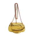 Minimalistische goldene Metall-Acryl-Clutch mit rundem Griff und feiner Kette - Gold