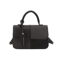 Bolso bandolera vintage negro minimalista con mezcla de texturas y etiqueta moda - Negro
