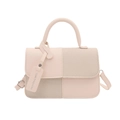 Bolso bandolera rosa y beige con tejido texturizado y asa redonda para mujer - Blanco