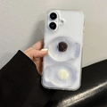 Detalle de funda transparente para iPhone con relieve 3D de taiyaki y silicona suave - iPhone 7/8/SE 2020 / Marrón Albaricoque Taiyaki
