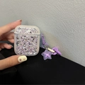 Sparkly purple glitter AirPods case featuring a matching star pendant and thick chain strap - Star Pendant-Purple