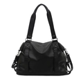 Große schwarze Tote Bag aus Leder mit stabilen Grifffen und verstellbarem Schultergurt - Schwarz