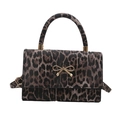 Borsa a tracolla vintage leopardata con fibbia a fiocco d'oro e tracolla regolabile - Marrone