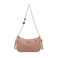 Rosafarbene Crossbody-Tasche aus Leder mit Erdbeer-Goldkette und eleganter Textur - Rosa