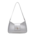 Borsa baguette argento metallizzato con fibbia a stella Y2K e tracolla dal design minimalista - Argento