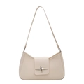 Borsa baguette in pelle crema con fibbia a stella argento e tracolla dallo stile moderno - Bianco Sporco