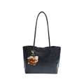Sac fourre-tout noir minimaliste de grande capacité avec pendentif monstre en peluche - Noir (Sans Pendentif)