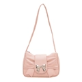 Bolso de hombro rosa con lazo metálico plateado de diseño elegante al estilo francés - Rosa